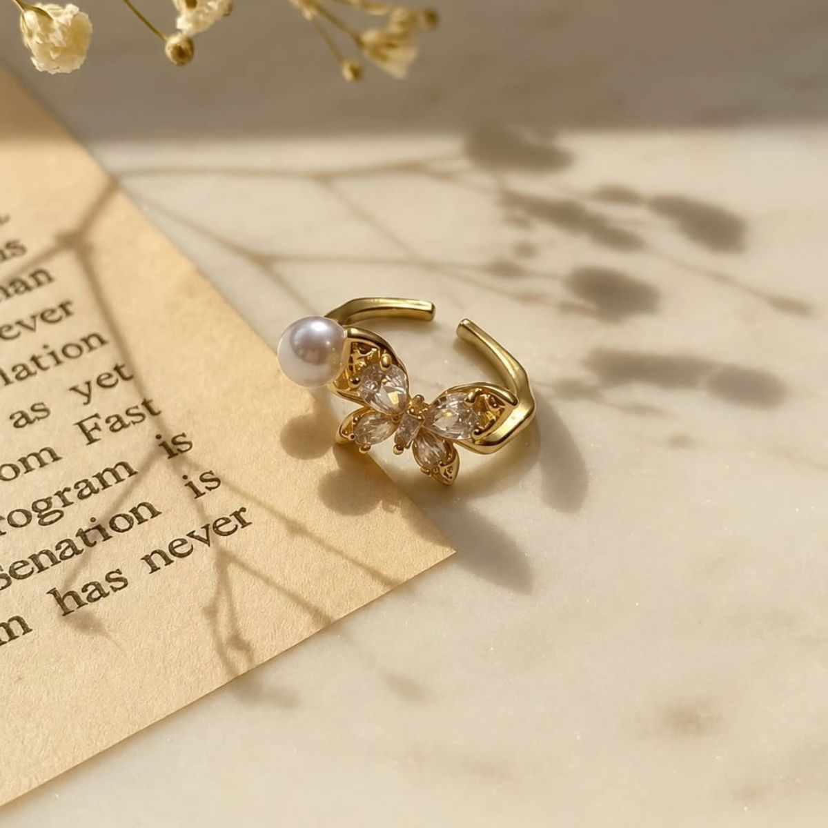 Butterfly Pearl Ring