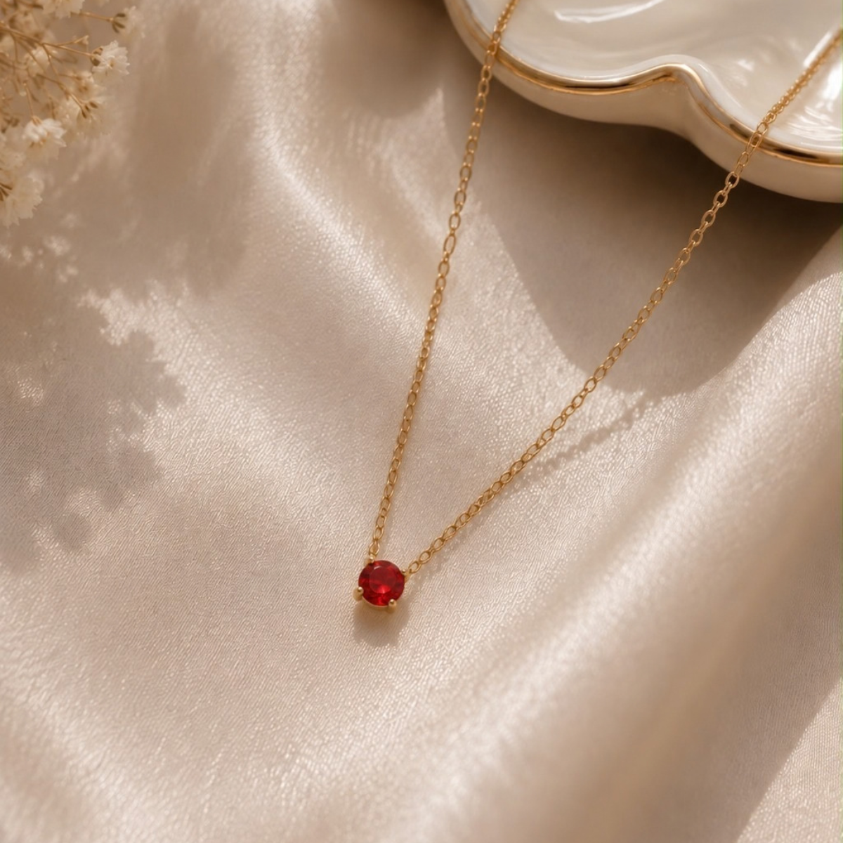 Dainty Necklace- Ruby