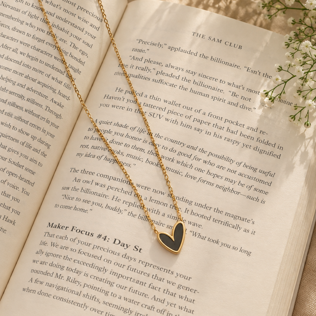 Amore Heart Necklace- Black