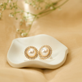 Pearl Halo Studs – Gold